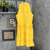 Vince Camuto Womens Belted Eyelet Woven Midi Dress VC2-3835 Yellow 8