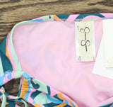 Jessica Simpson Womens Tied Hipster Bikini Bottom SSDS24706 Blue Multi S