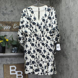 Taylor Womens Petite Floral-Print Ruffled-Hem Dress 4160P Ecru Black Multi 8P