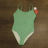 Andie Snap Front Gingham One-Piece Swimsuit AO624 Green Gingham M