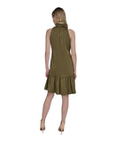 Vince Camuto Satin Ruffled A-Line Halter Dress VC5M6576 Olive Green 6