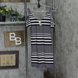 Planet Gold Juniors Printed Cold-Shoulder Bodycon Dress Black Stripe S