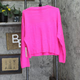Aqua Womens Button Up Cashmere V-Neck Cardigan Sweater V10337 Neon Pink XL