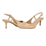 Tommy Hilfiger Cerizza Patent Faux Leather Slingback Pumps Ivory Brown 9.5M