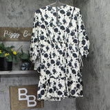 Taylor Womens Petite Floral-Print Ruffled-Hem Dress 4160P Ecru Black Multi 8P