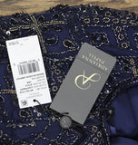 Adrianna Papell Size Beaded Sleeveless Wide Leg Jumpsuit Light Navy Blue 16W