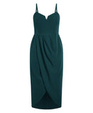 City Chic Womens Trendy Plus Size Sassy V Wrap Dress 6575644 Emerald Green 16W