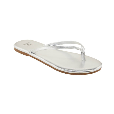 Shade & Shore Womens Cali Thong Flip Flop Sandals Metallic Silver Gray 7M