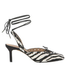 INC International Concepts Lace-Up Strappy Heel Sandals Zebra Black White 7M