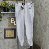Bike Mens Ankle Length Full Athletic Cut Baseball Pants Gray / Black Pinstripe L