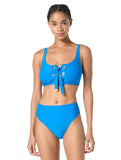 Michael Michael Kors Womens Lace Up Grommet Swim Top MM3Q457 Cobalt Blue XL