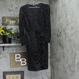 Calvin Klein Glitter Velvet Ruffle-Trim Dress Black Multi See Measurements