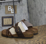 White Mountain Womens Strappy Hayleigh Footbed Sandal Brown / Leather 12M