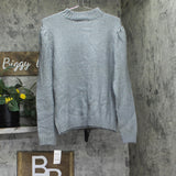 INC International Concepts Knit Ribbed Textured Pearl Mock Neck Sweater Gray XL