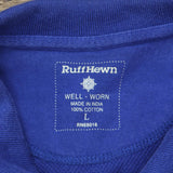 Ruff Hewn Mens Textured Cotton Short Sleeve 2-Button Polo Shirt Blue L