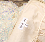 Emerald Sundae Sequin Blouson-Sleeve Bodycon Mini Dress Cream Off White M