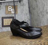 Clarks Womens Strap Block Heel Sandals Black Leather 9N