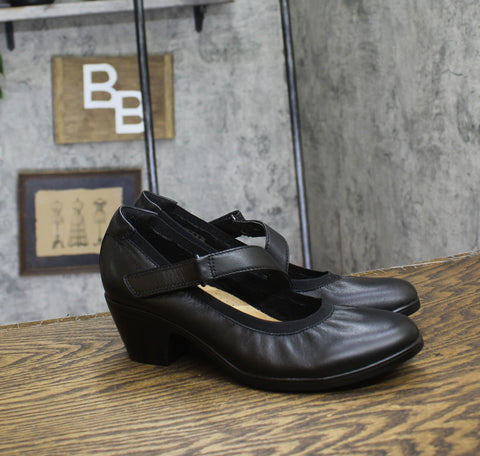 Clarks Womens Strap Block Heel Sandals Black Leather 9N