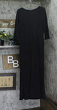 Alex Evenings Womens Long Metallic 3/4 Sleeve Gown Dress Black Metallic 18