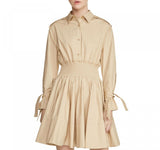 Maje Womens Button Up Ralix Tie-Cuff Shirt Dress E18RALIX Beige Brown 2