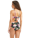 Bar III Fine Plunge Ring Over-the-Shoulder Monokini One Piece Black Multi M