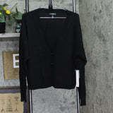 Aqua Womens Front Button Long Sleeve Cashmere V-Neck Cardigan Sweater Black XL