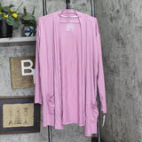 State Of Day Womens Knit Cardigan Open Front Lounge Mauve Orchid Purple L