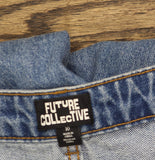 Future Collective Womens Mid-Rise Studded Barrel Leg Jeans Blue Denim 10