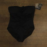 Kate Spade Womens Rosette Solids Bandeau One Piece Swimsuit S7C451 Black L