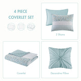 Madison Park 4pc Tulia Seersucker Coverlet Set Aqua Blue Multi Full / Queen