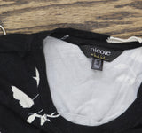 Nicole By Nicole Miller Modal Elbow Sleeve Knit Shirt Top Spaced Floral Black S
