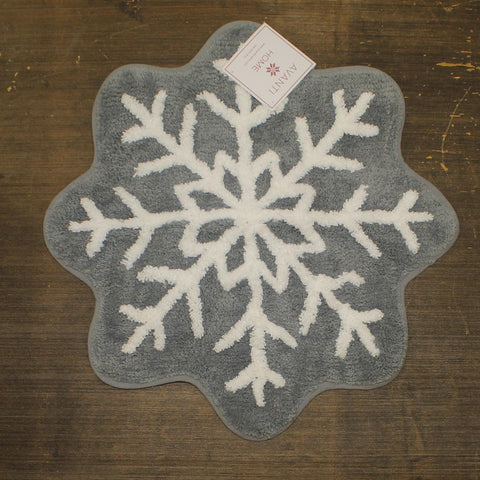 Avanti Snow Snowflake Christmas Bath Rug Mat Gray / White 24 x 24