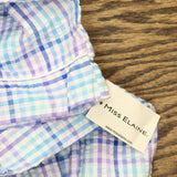 Miss Elaine 3/4-Sleeve Plaid Zip Robe Nightgown Navy Turquoise Plaid Blue L