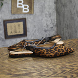 A New Day London Lace Slingback Bow Flats 94303556 Cheetah Brown Multi 7.5M