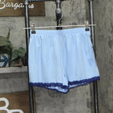 Star Dust Womens Knit 2-Piece Bralette Shorts Pajama Set Light Blue M