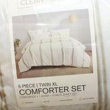 Clean Spaces 5-Piece Striped Comforter Set Taupe Brown Twin XL