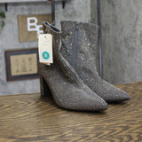 A New Day Womens Gloria Low Shaft Heeled Rhinestones Boots Silver Gray 8M