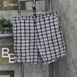 Haggar Mens Cotton Elastic Waist Casual Shorts Blue Red Plaid 42