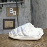 Stars Above Merritt Platform Shine Scuff Slide Slippers Silver Gray S (5-6)