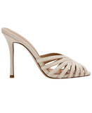 Steve Madden Beaded Stiletto Heel Peep Toe Dress Sandals Ivory Off White 7M