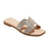 A New Day Womens Nina Rhinestone Flat Sandals 88870734 Silver Gray 12M