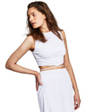 And Now This Womens Woven Tie Waist Top T7613 White M