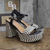 Universal Thread  India Platform Heels with Memory Foam Insole Black Multi 8.5M