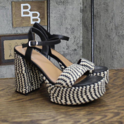 Universal Thread  India Platform Heels with Memory Foam Insole Black Multi 8.5M