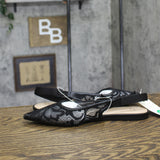 A New Day London Lace Slingback Bow Flats 94303529 Black 10M