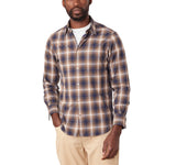 Officine Generale Sleeve Button Front Shirt Iced Coffee Cream / Navy Blue XL