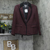 Kasper Single Button Framed Notch Collar Blazer Jacket Shiraz Red / Black 14