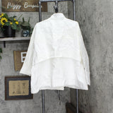 Marla Wynne Womens Canvas Drama Snap Front Jacket with Pockets Soft White 2X/3X