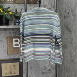 Tiara International Womens Vintage Striped Turtleneck Sweater Blue Multi L