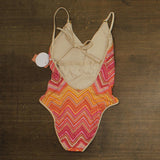 PQ Womens Margot Open Back One-Piece Swimsuit CYN-5029P Pink Multi L